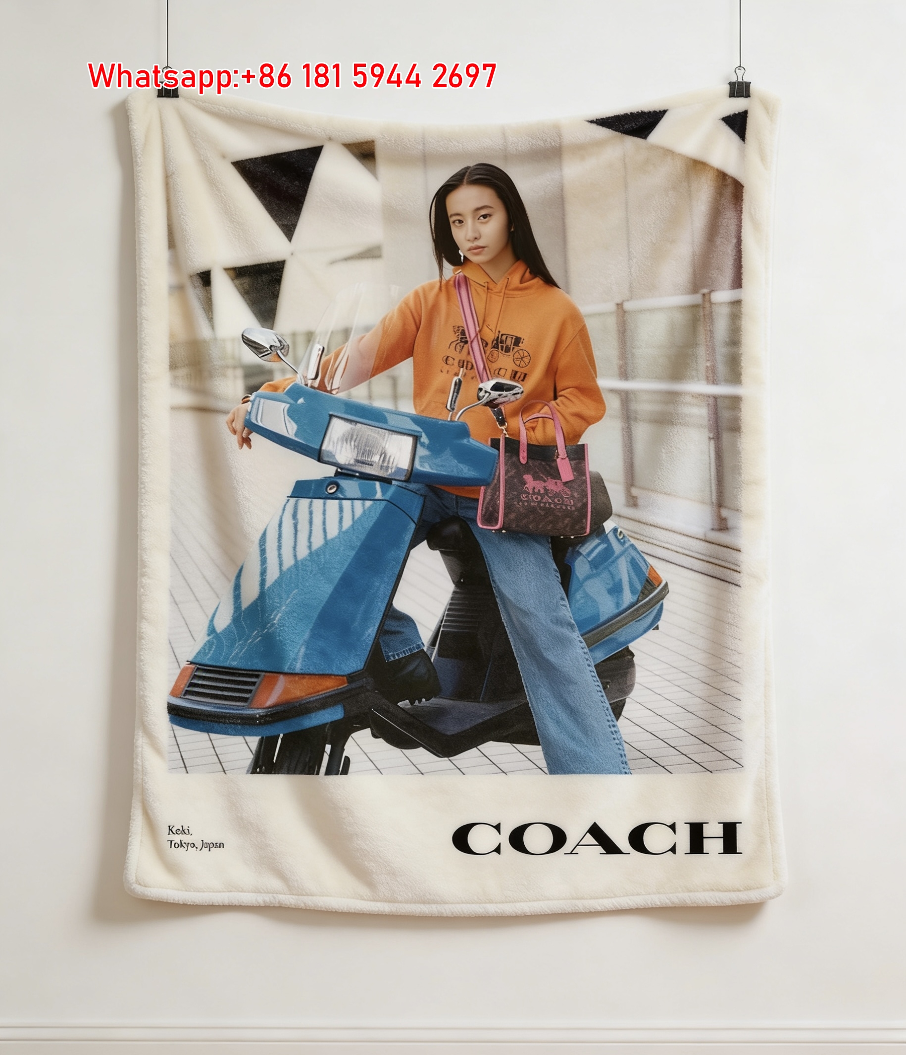 Coach Koki Tokyo Scooter Print Flannel Throw Blanket for Sofa C161